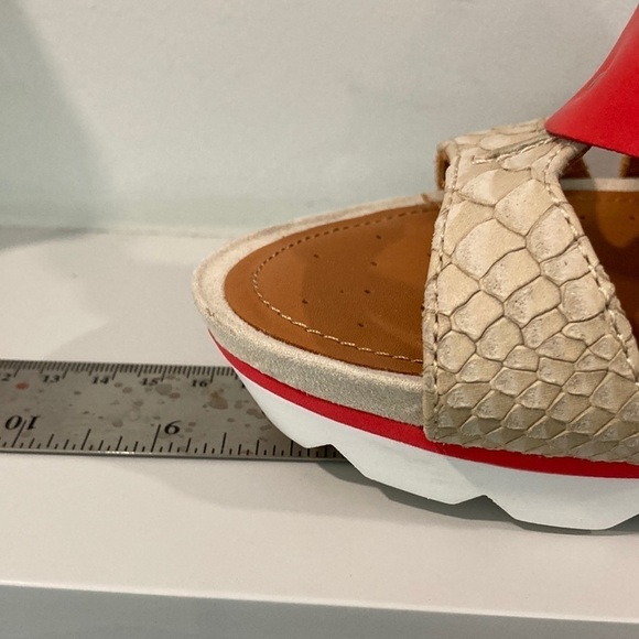 Geox Red Sophie Colour Block Sporty Wedge Sandals - Picture 15 of 16